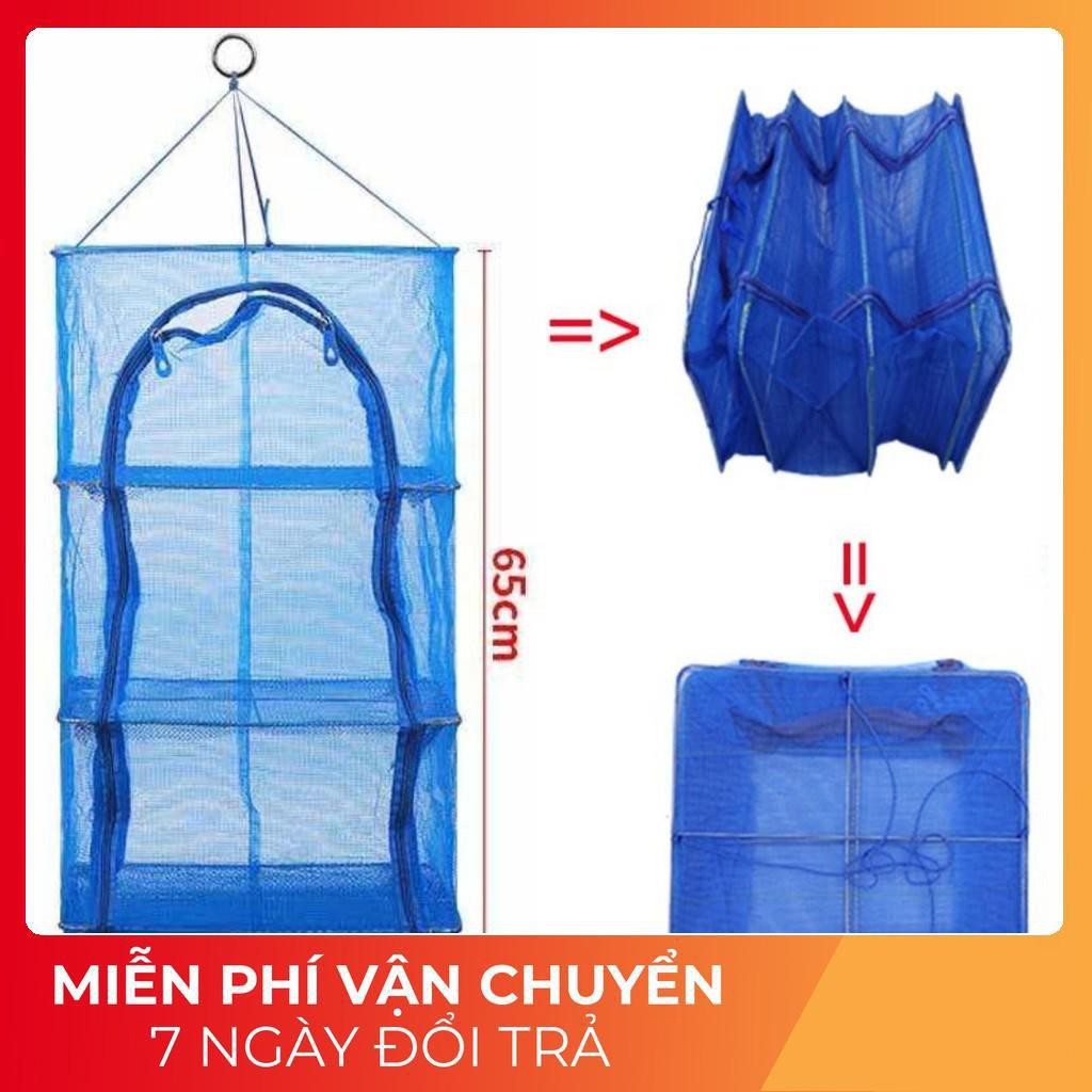 Lồng lưới phơi khô thực phẩm phơi cá chống côn trùng treo 4 tầng để phơi cá khô có thể xếp gọn