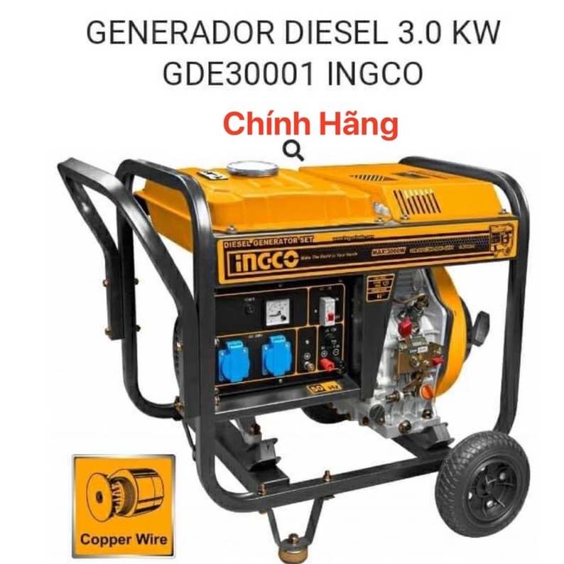 INGCO Máy phát điện dùng dầu DIESEL 3.0 KW GDE30001  (Cam kết Chính Hãng 100%)