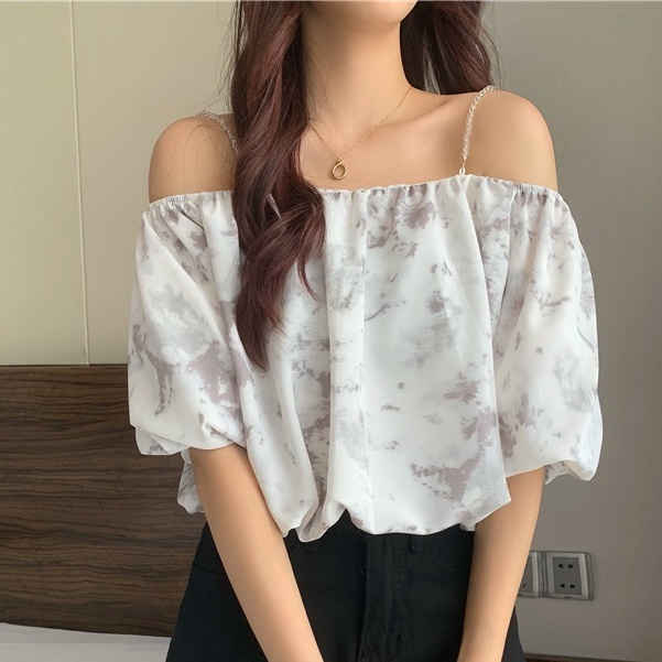 Áo Sơ Mi Ngắn Tay Trễ Vai Phong Cách Hàn Quốc Dành Cho Nữ