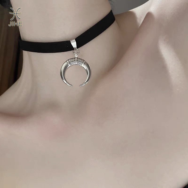 【JIHE】Vòng cổ Mặt Hình Trăng Khuyết Phong Cách Cổ Điển Thời Trang Cho Nữ