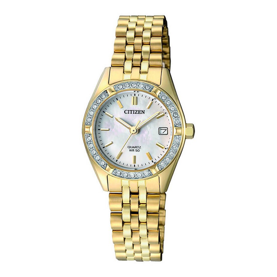 Đồng Hồ Nữ Citizen Đính Đá Swarovski Dây Thép Không Gỉ EU6062-50D - Mặt Xà Cừ