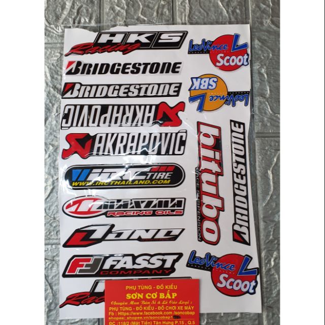 Tem dán xe máy nổi hks racing akrapovic bitubo