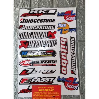 Tem dán xe máy nổi hks racing akrapovic bitubo