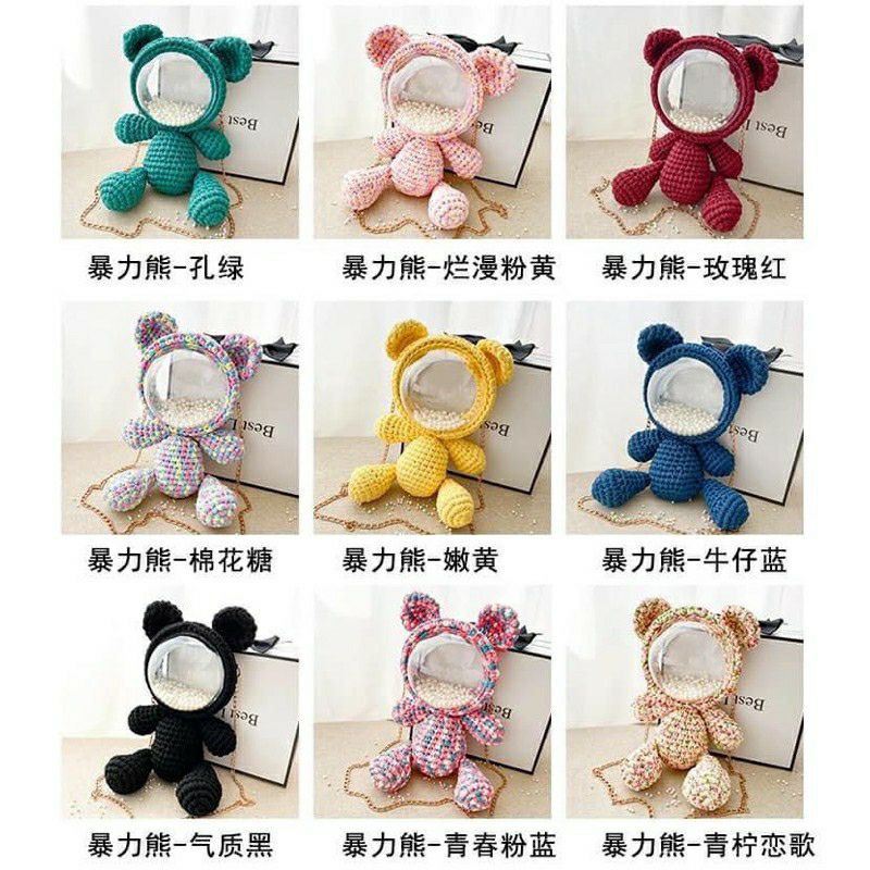 Trọn bộ nguyên liệu handmade túi tự đan đầu gấu hot #trend