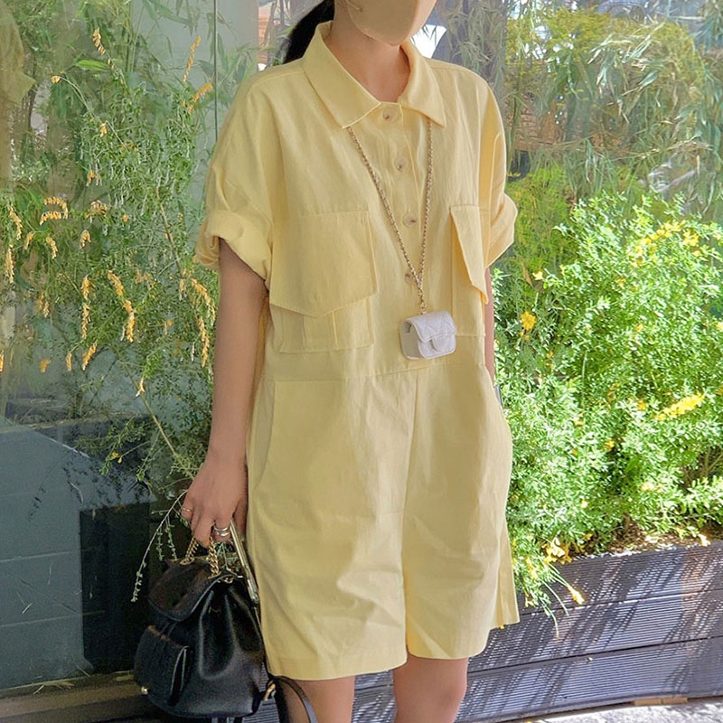 Jumpsuit cộc kaki năng động