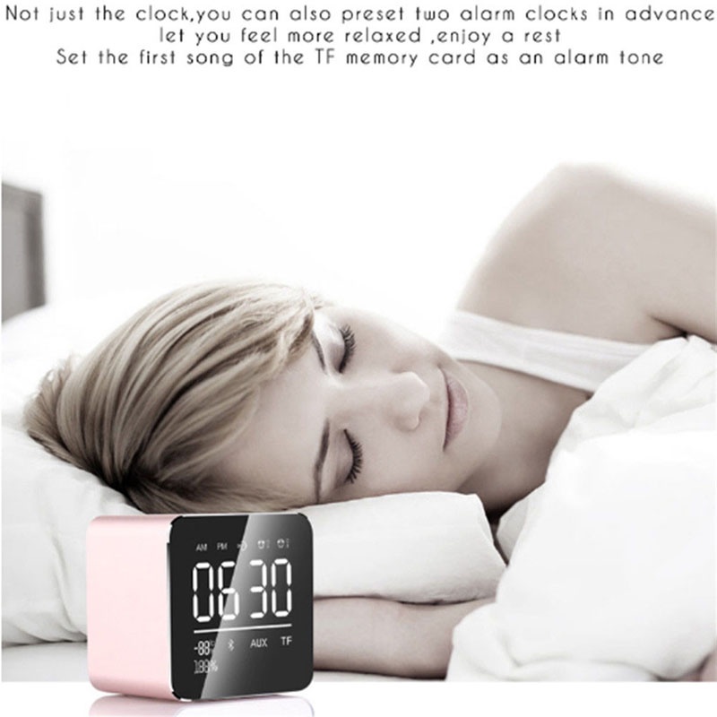 Loa Bluetooth Không Dây Tích Hợp Đồng Hồ Báo Thức Có Đèn LED