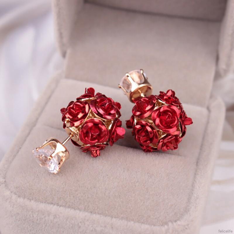 Khuyên tai hoa hồng thời trang cho nữ