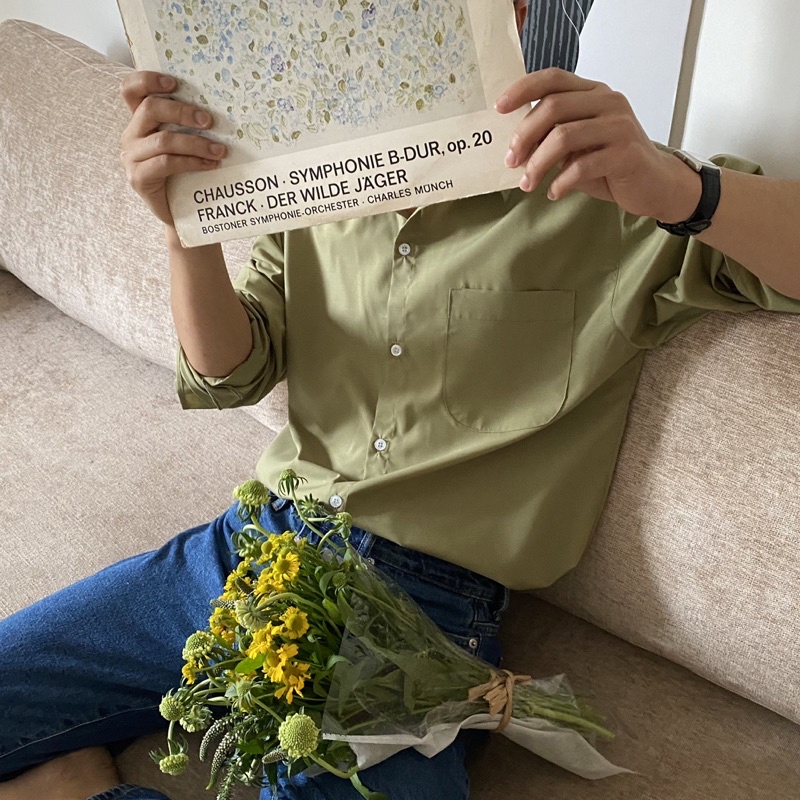 ÁO SƠ MI NAM - HEE BY OHI - Màu Trà Xanh Matcha Cotton Chống Nhăn