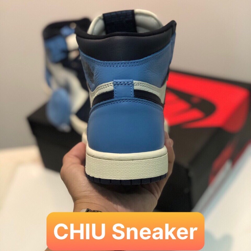 [ CHIU Sneaker 1 ] Giày thể thao Jordan 1 Retro High Obsidian UNC Phiên bản Siêu cấp Jordan cổ cao xanh