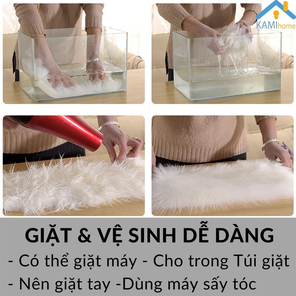 Thảm lông loang trải sàn trang trí chụp ảnh Chùi chân khô Chữ nhật 60*40cm mã 27013 KMVN