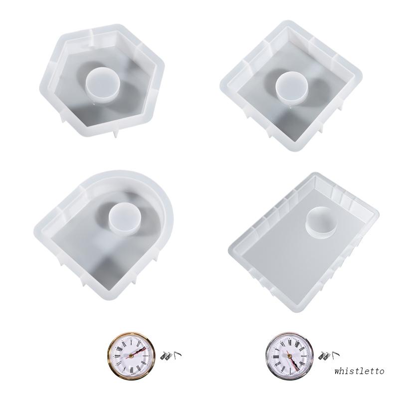 Khuôn Silicone Làm Mặt Đồng Hồ / Trang Trí Bàn Bằng Nhựa Resin Hình Lục Giác / Vuông / Chữ Nhật