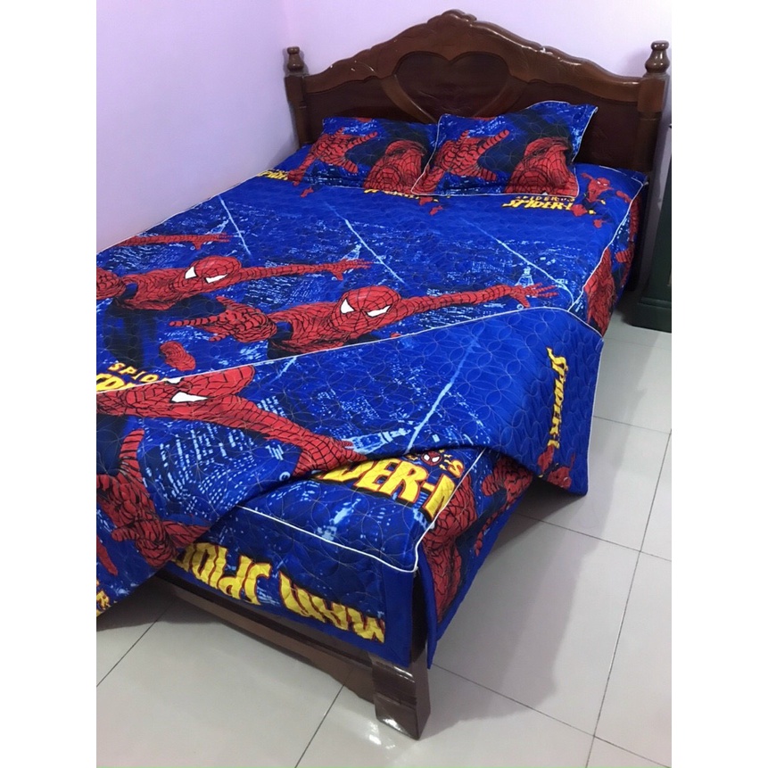 Bộ chăn ga gối trần bông phủ xẻ góc , ga chùm dầy dặn đẹp