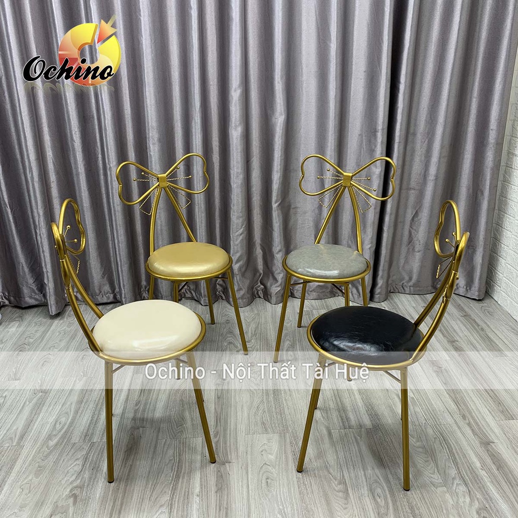 Ghế Ngồi Bàn Trang Điểm, Ghế Ngồi Hình Nơ Nhập Khẩu Cao Cấp Phong Cách Hiện Đại
