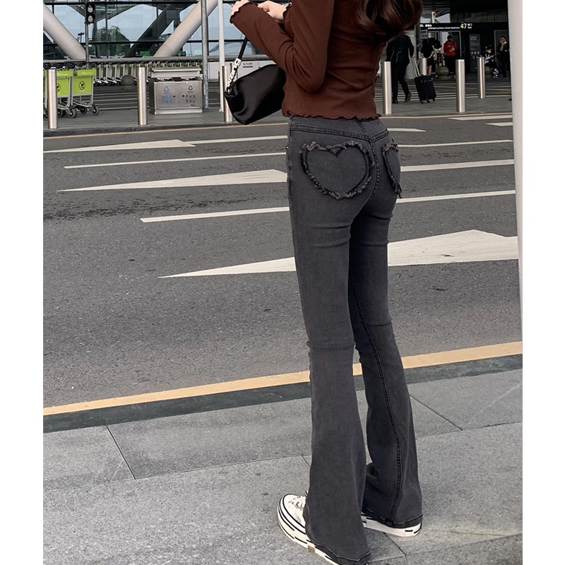 Quần Jeans Nữ Lưng Cao Ống Loe Thời Trang