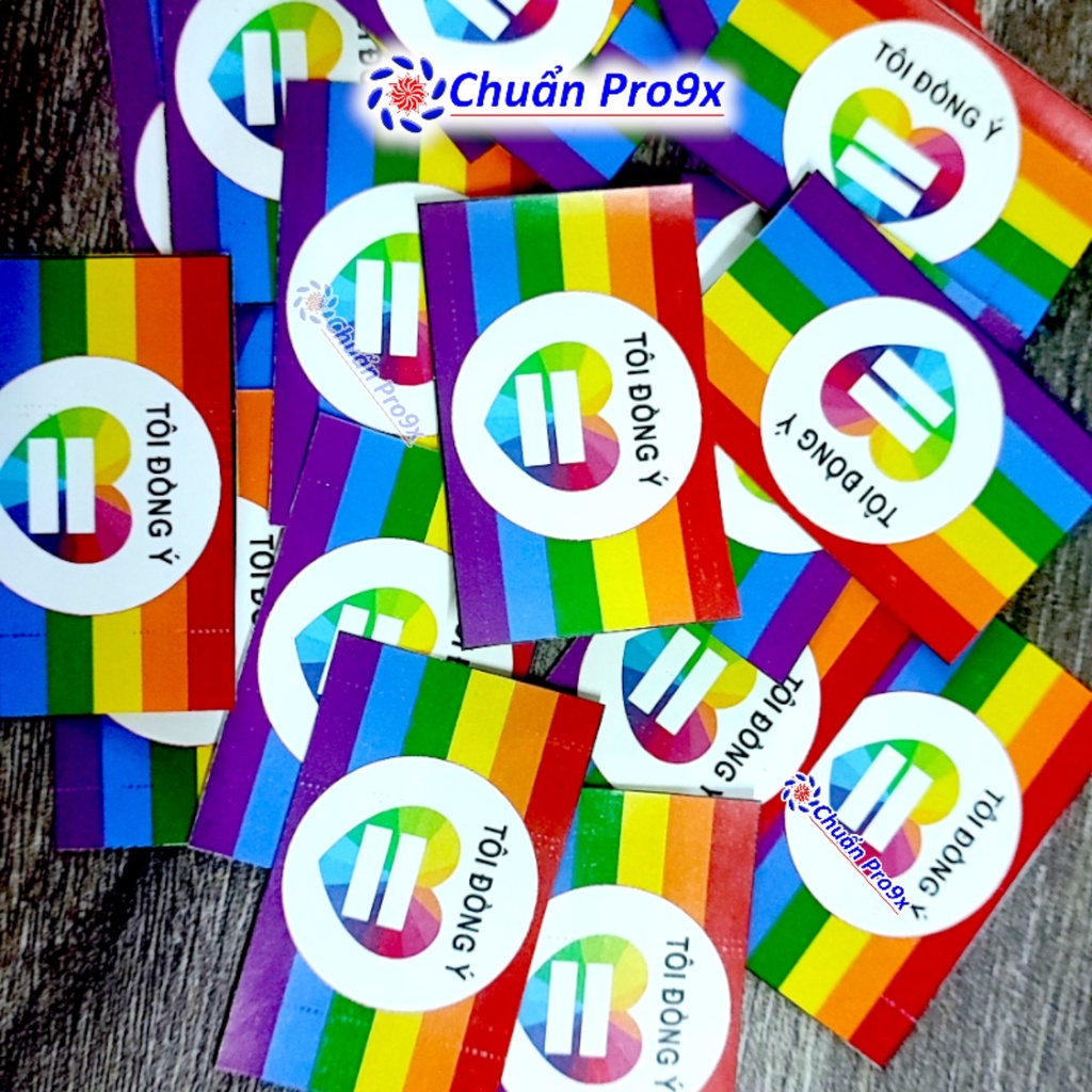 Sticker LGBT Tôi Đồng Ý ( hình chữ nhật )