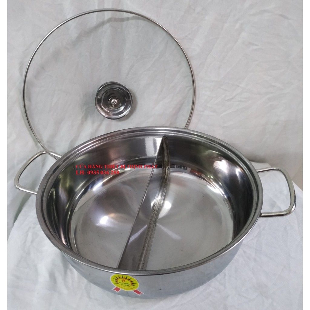 NỒI LẨU INOX 2 NGĂN  - INOX DÀY NẶNG 1.5KG