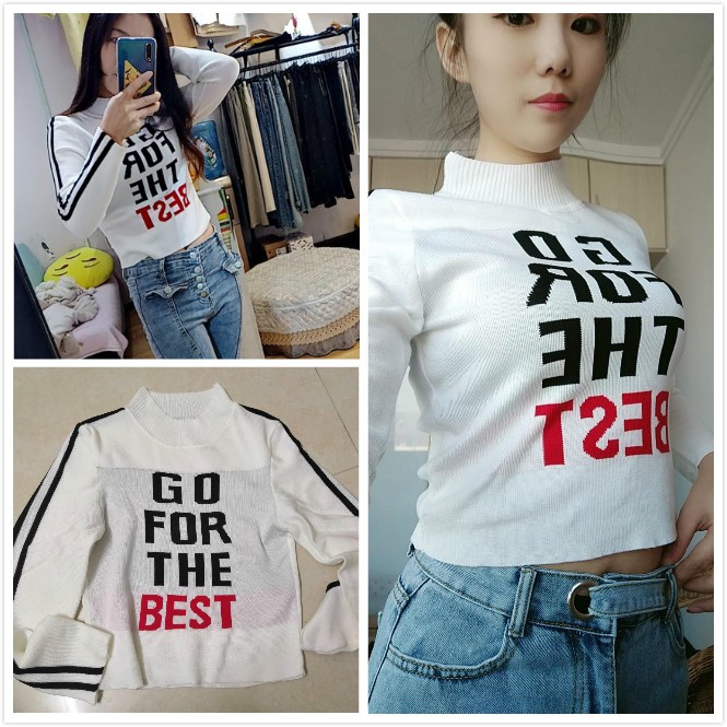 Áo Croptop Tay Dài Phong Cách Hàn Quốc Cho Nữ