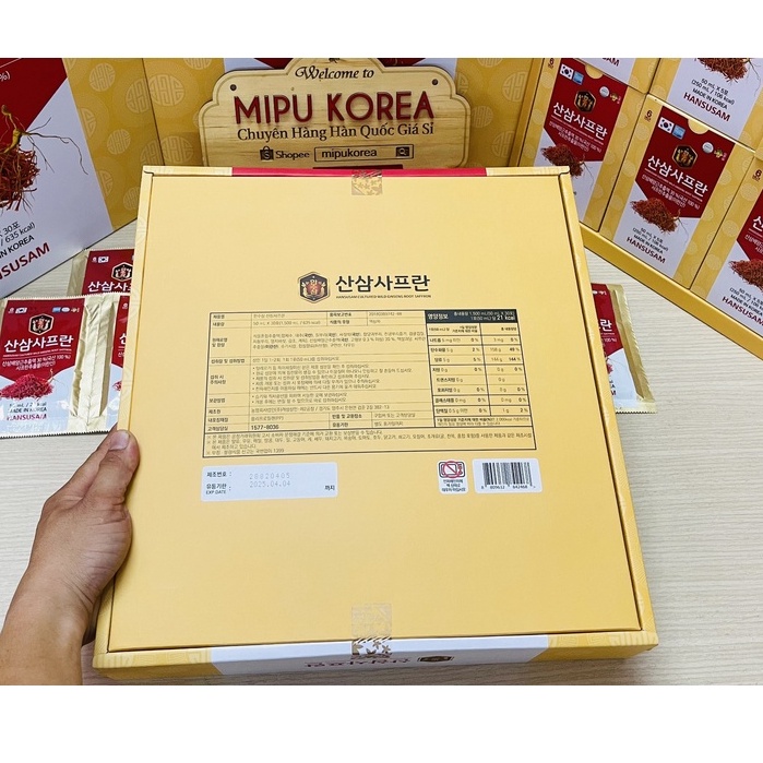 Nước Hồng Sâm Nhụy Hoa Nghệ Tây Saffron Hasusam Hàn Quốc Hộp 30 Gói * 50ml