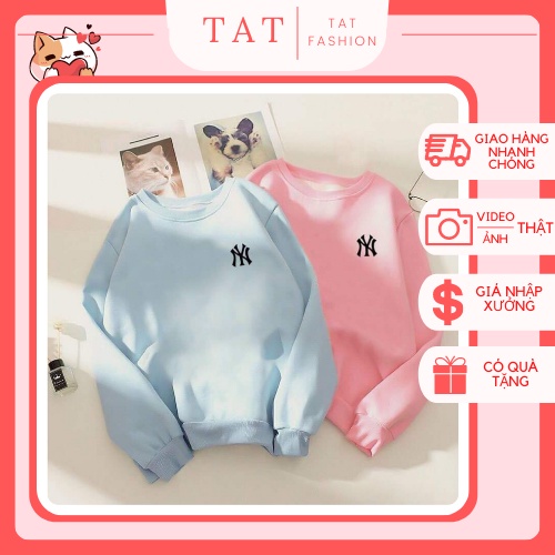 Áo sweater nam nữ phong cách NY oversize, Áo hoodie nỉ LOGO NY form rộng Unisex