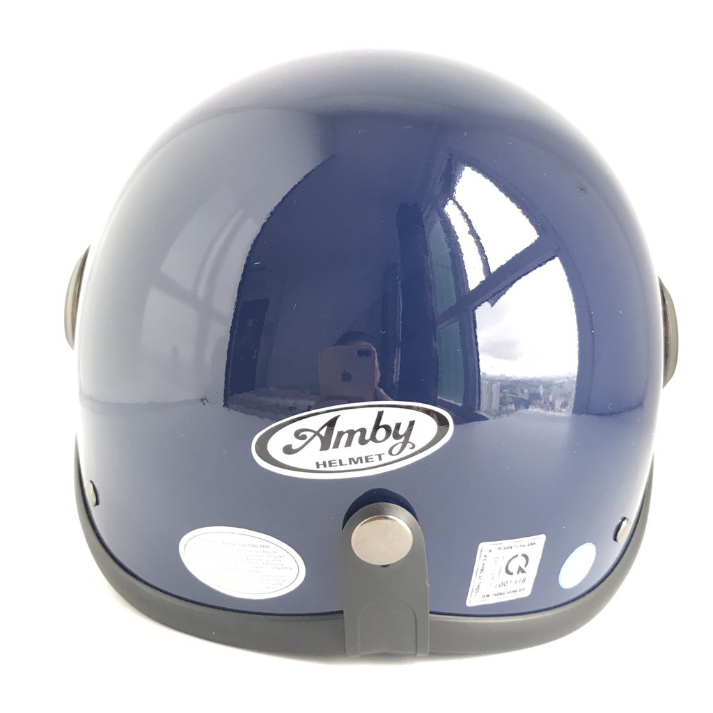 Mũ bảo hiểm nửa đầu cao cấp - Kính trắng trong - Amby Helmet - Xanh than bóng - Vòng đầu 56-58cm - Bảo hành 12 tháng