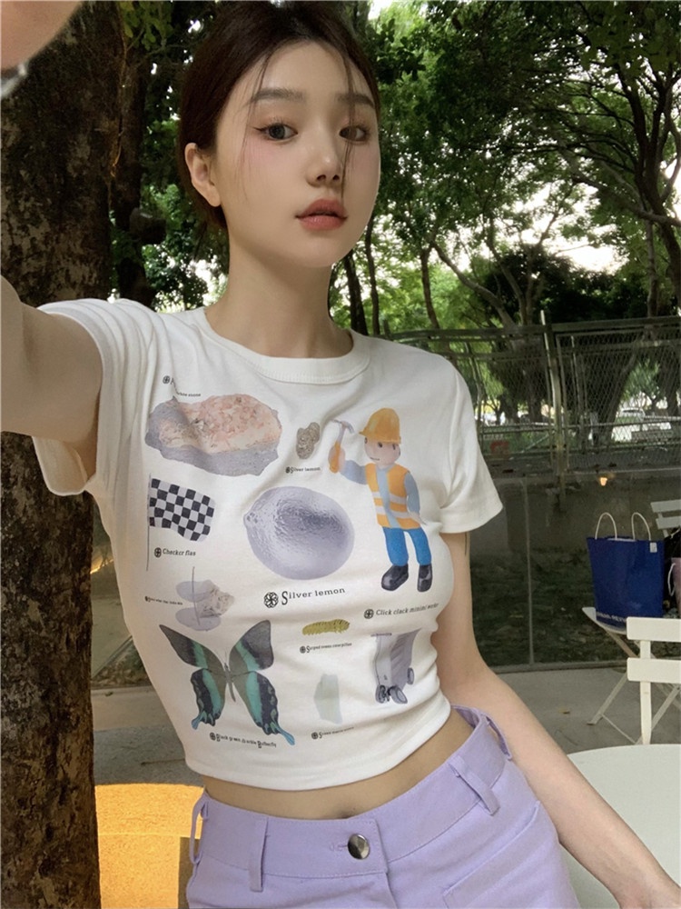 Áo Thun Tay Ngắn Form Ôm Họa Tiết In 51258 Vui Nhộn