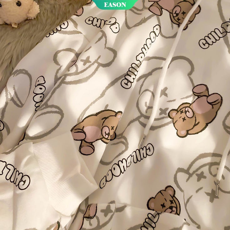 Hoạt Hình Áo Hoodie Dáng Rộng In Hình Gấu Dễ Thương Thời Trang Mùa Thu Cho Nữ