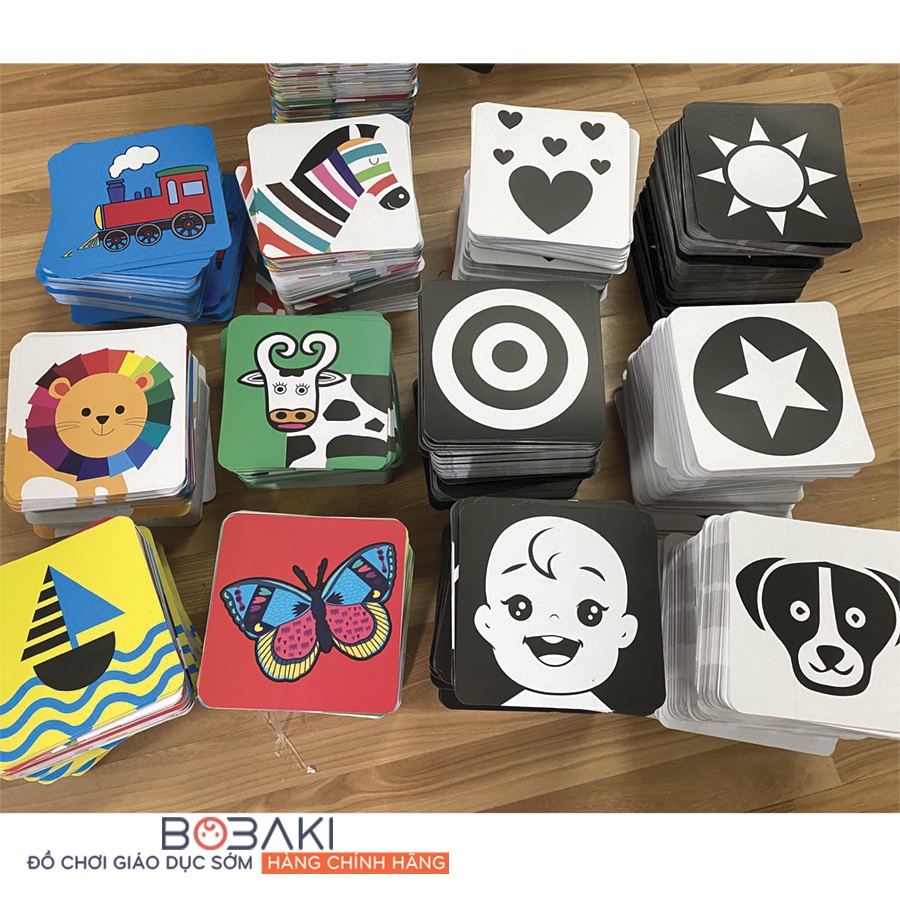 Flashcard Montessori cho trẻ sơ sinh 0 12 tháng đồ chơi cho trẻ sơ sinh treo nôi Thương Hiệu BOBAKI