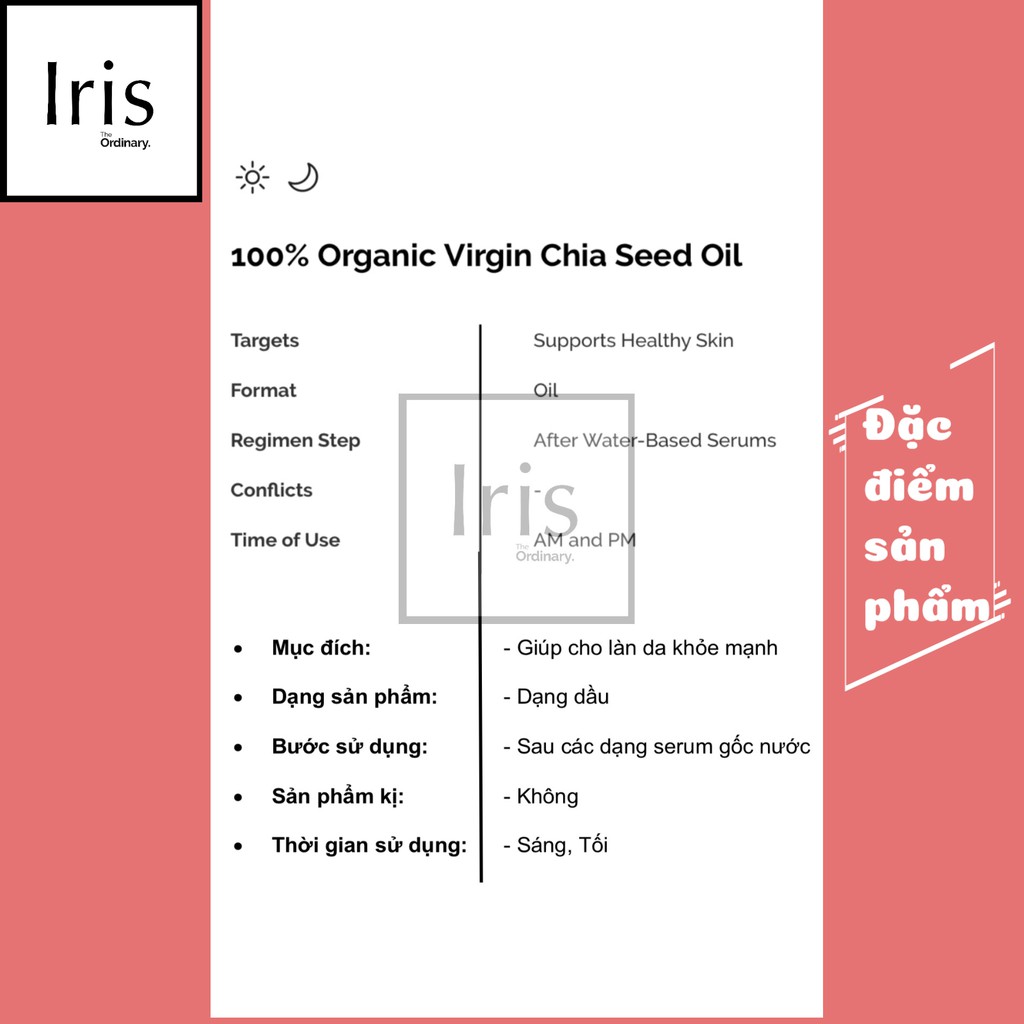 (BILL CANADA) Dầu hạt chia nguyên chất - 100% Organic Virgin Chia Seed Oil – The Ordinary.