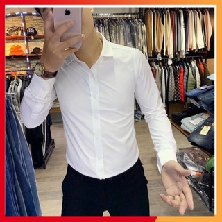 Áo Sơ Mi Nam Trắng Cotton Lụa Dài Tay Công Sở