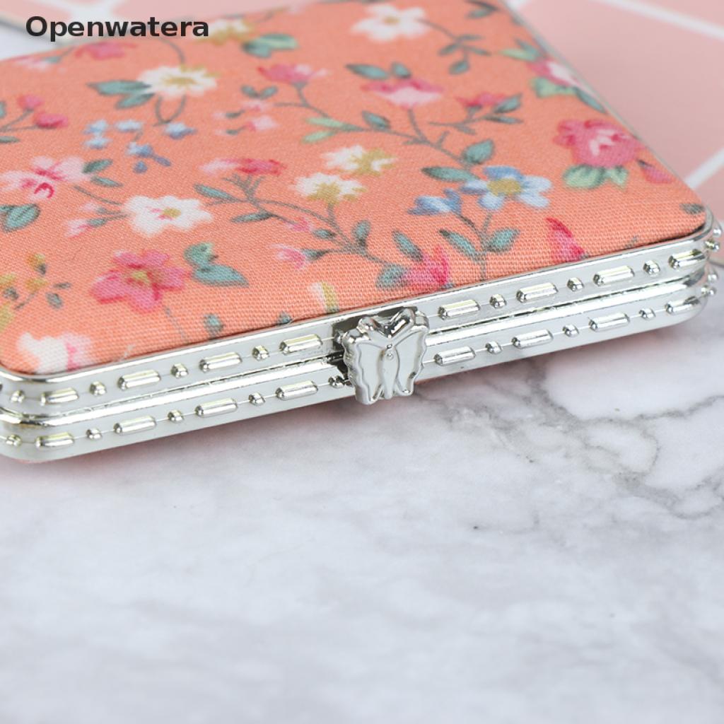 Gương trang điểm mini hai mặt họa tiết hoa phong cách thời trang vintage