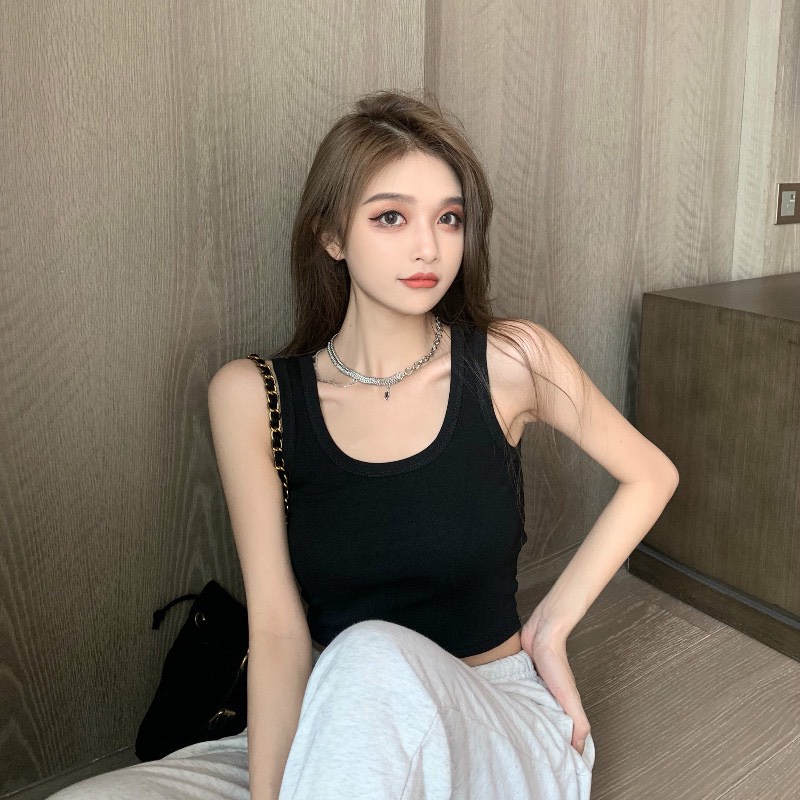 Áo Ba Lỗ Dáng Croptop Basic Kiểu Cổ Vuông Phong Cách Hàn Siêu Hot MS.X9