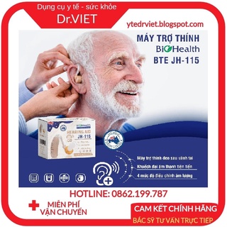 Máy trợ thính không dây Biohealth JH-115 - Máy điếc, tai nghe trợ thính cho người già nghe kém