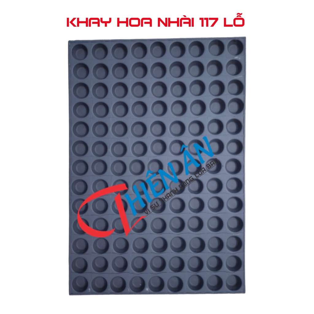 Mâm, khay làm bánh hoa nhài 117 lỗ, Khay được làm bằng chất liệu hợp kim và sơn phủ một lớp chống dính, hàng nhập khẩu