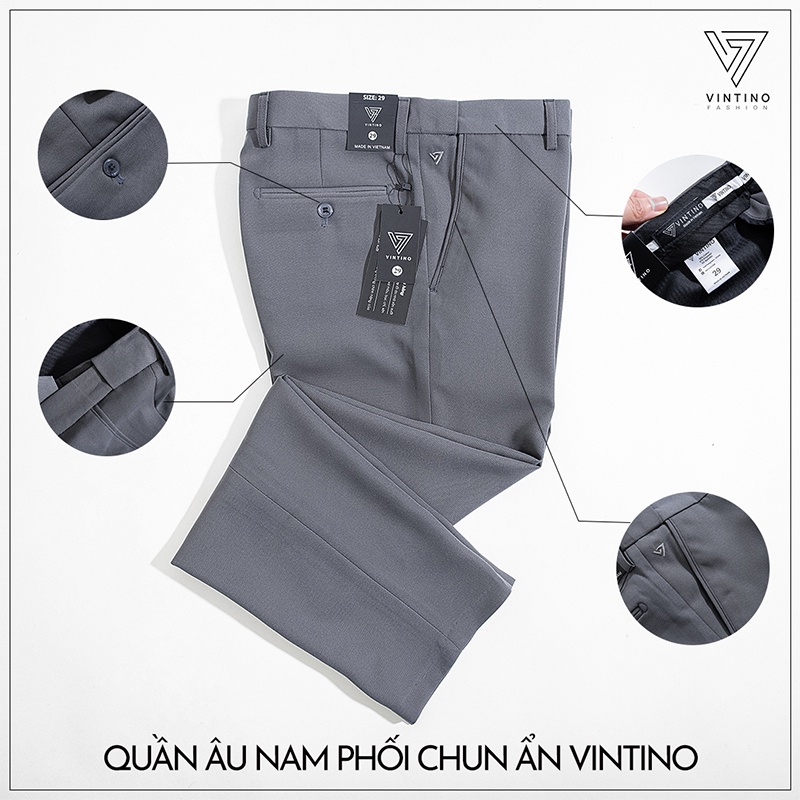 Quần tây nam cạp chun Hàn Quốc ống suông, Quần âu nam đen công sở vải lụa hàn co giãn VINTINO CT
