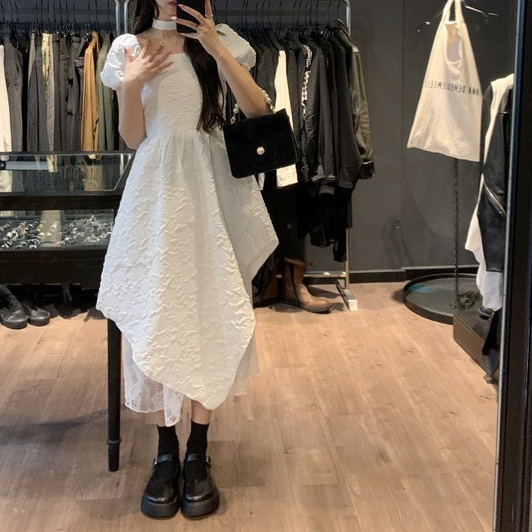 Đầm Tay Phồng Phối Ren Phong Cách Pháp Thời Trang Hè Trẻ Trung