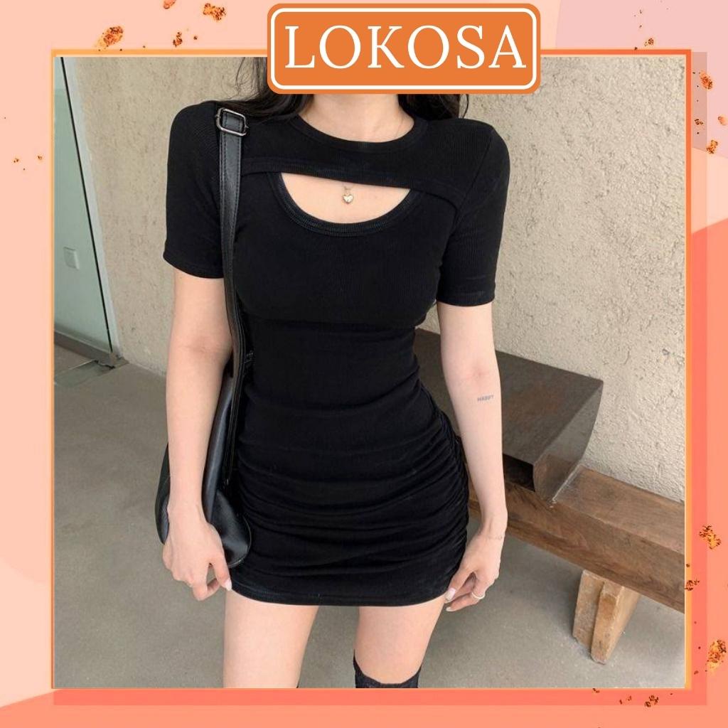 Váy Body Cúp Ngực LOKOSA Đầm Ôm Công sở Sexy Chất Bo Gân Nhiều Màu Đi Dự Tiệc đi chơi VDE012