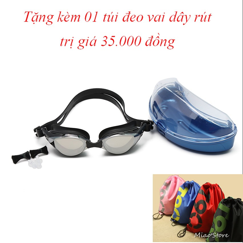 [Combo 2] Combo kính bơi Shenyu tráng bạc kèm túi đeo vai dây rút T90 tiện lợi KB 1028