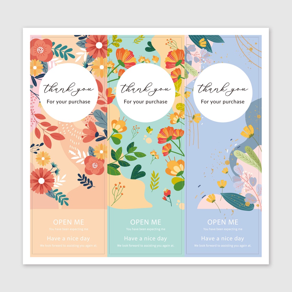 Tem cảm ơn, nhãn dán thank you, tem niêm phong thiết kế hoa lá đáng yêu