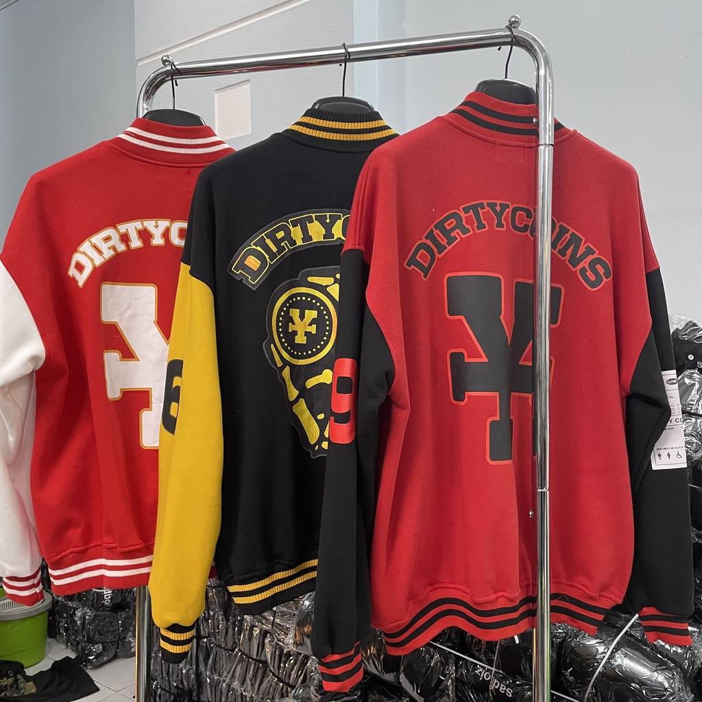 Áo Khoác nỉ bomber Dirty coins varsity Jacket dirtyCoins  full tag