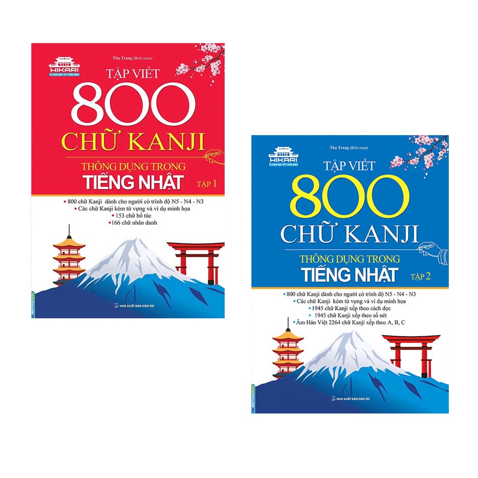Sách Tiếng Nhật - Combo Tập Viết 800 Chữ Kanji Thông Dụng Trong Tiếng Nhật - Tập 1 và Tập 2