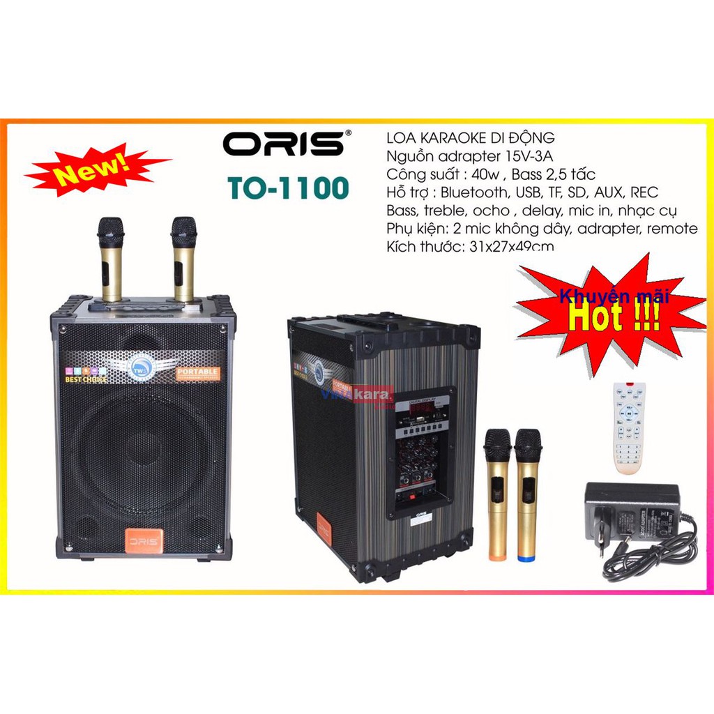 Loa karaoke bluetooth Oris to-1100- nghe nhạc - hát hay - kèm micro