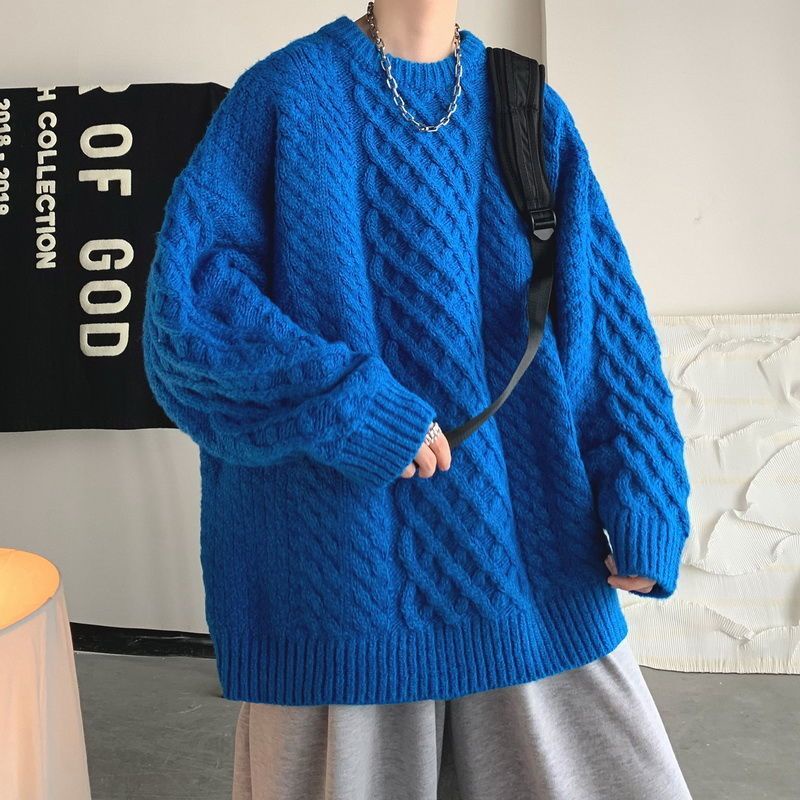 Hàng Mới Về Mới Áo Len Cotton Dệt Kim Thiết Kế Dây Cáp Cảm Giác Retro Nhật Bản Mùa Đông Cho Cặp Đôi