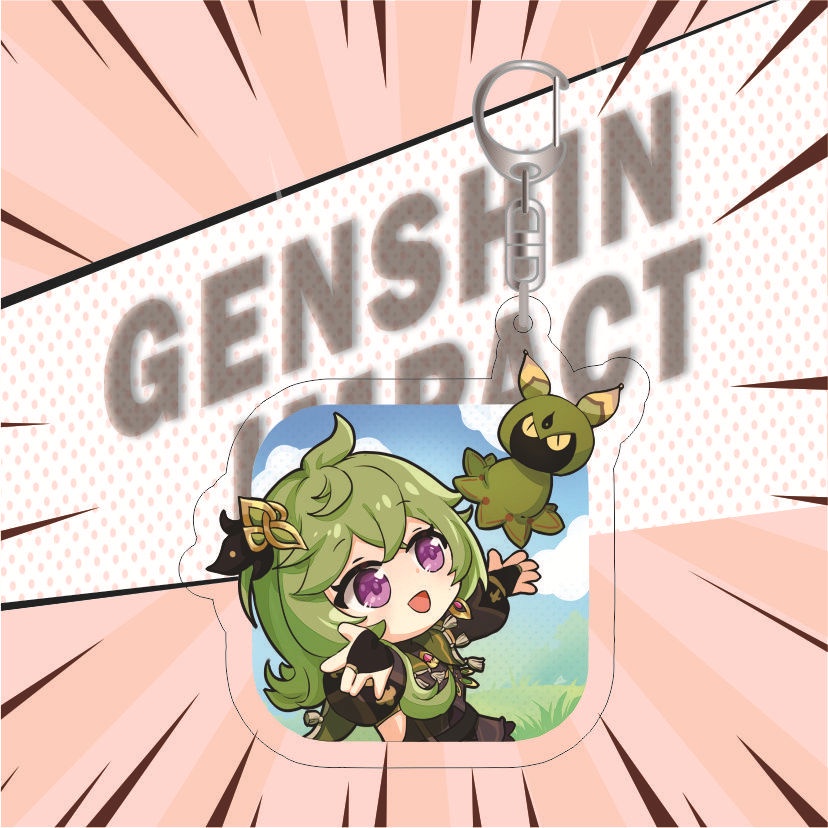 (đủ mẫu) Móc khóa in hình Genshin Impact ver chữ nhật game anime chibi mica trong acrylic