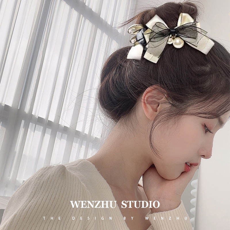 Dây Cột Tóc Đính Nơ Và Quả Bóng Cỡ Lớn Phong Cách Hàn Quốc