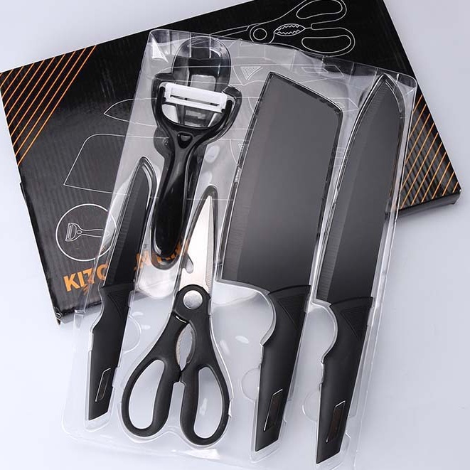 Dao kéo nhà bếp BỘ 5 MÓN dao thái thịt gọt trái cây chặt xương kéo cắt thịt nướng đa năng dụng cụ nhà bếp tiện ích