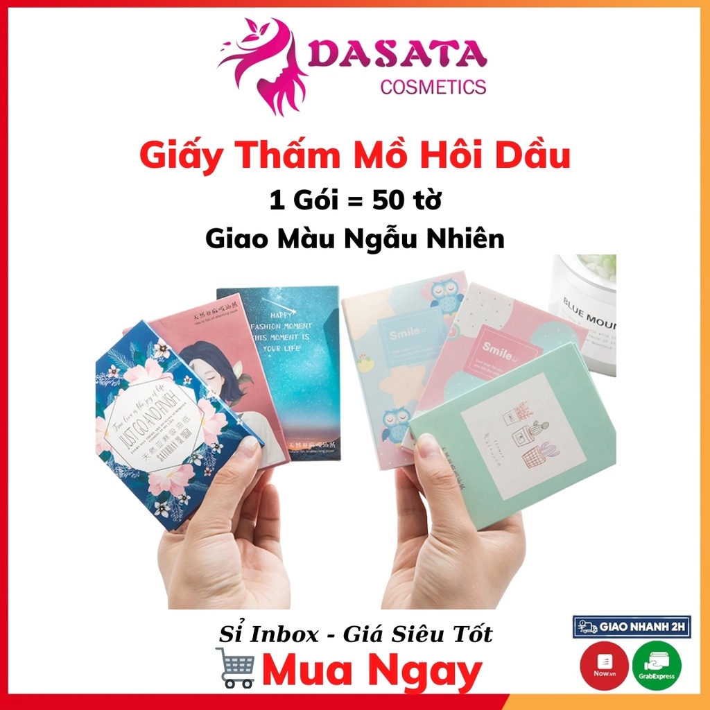 Giấy Thấm Dầu Da Mặt 1 gói 50 tờ Nội Địa Trung Thấm Dầu Mồ Hôi Tốt Dành Cho Da Dầu Da Mụn Mọi Loại Da Mẫu Mã Đẹp DASATA