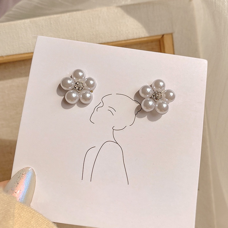 Bông Tai Hình Hoa Đính Ngọc Trai Giả Màu Trắng Thời Trang Mùa Hè Phong Cách Pháp Hàng Mới 2022