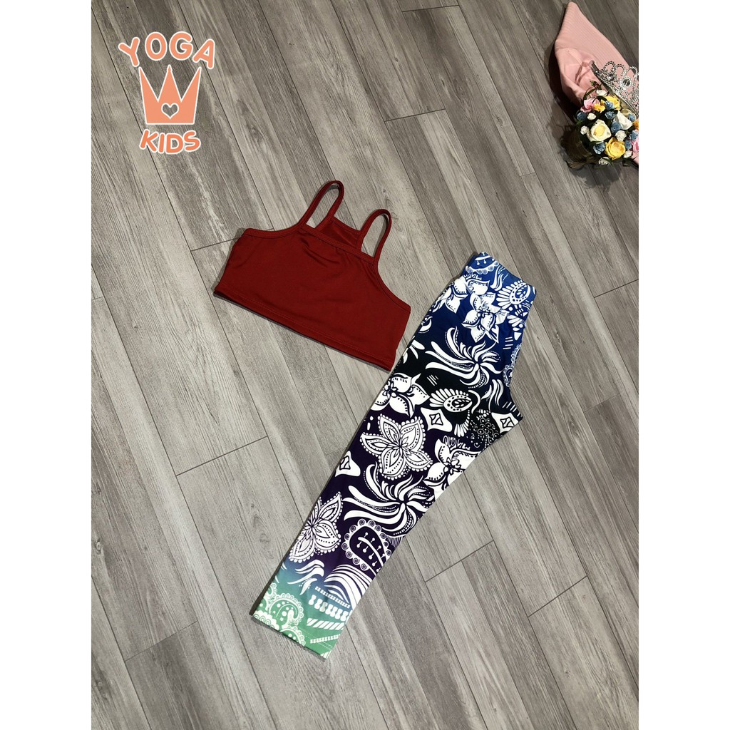 Đồ Tập Yoga Cho Bé mẫu Áo Đỏ + Quần Họa Tiết YG02.