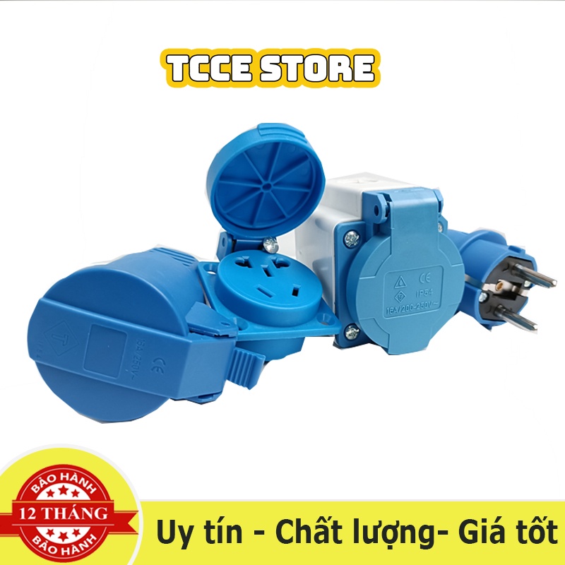 COMBO phích cắm điện hai chấu và ổ cắm điện 2 chấu 16A dạng hộp dùng cho máy phát điện