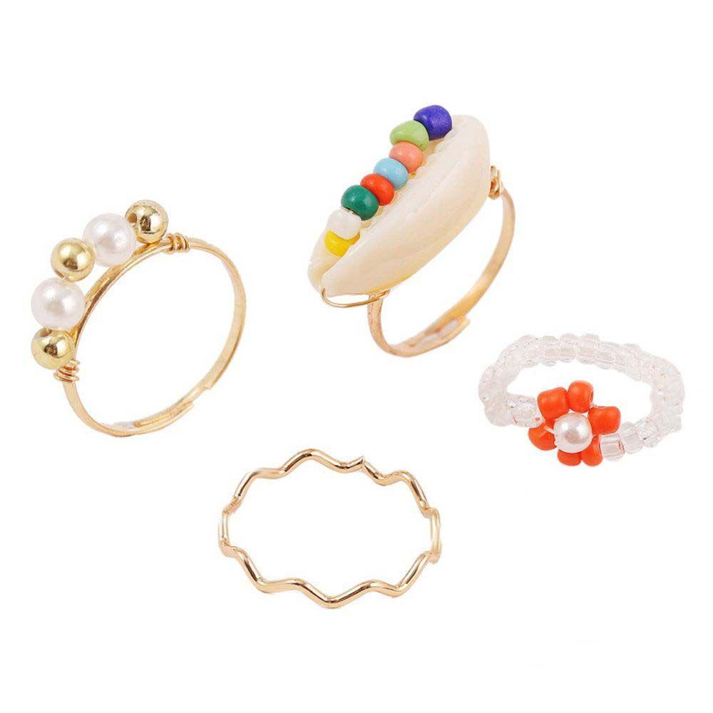 Nhẫn Hợp Kim Xỏ Hạt Nhiều Màu Phong Cách Bohemia Thời Trang